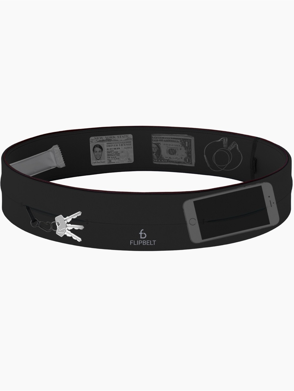 FLIPBELT Classic Running Storage Belt Black Sz Medium